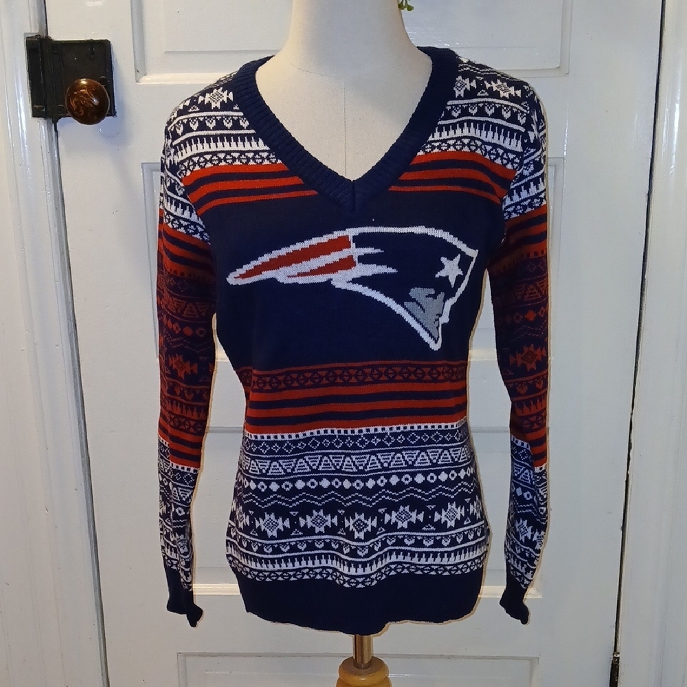NFL V-Neck Sweater Blue and Red